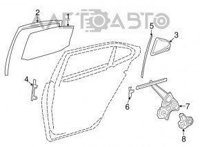 Glass guide rear right door Lexus LS460 LS600h 07-17 short