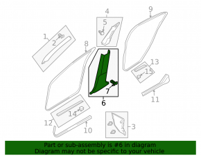 Infiniti G25 G35 G37 4d 06-15 black lower left center pillar trim