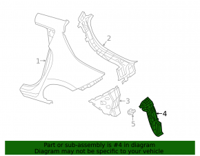 Rear right fender liner for Nissan Leaf 11-17