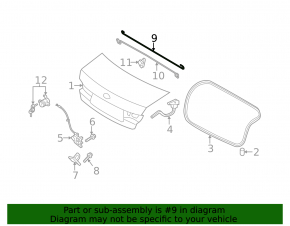 Right trunk lid hinge torsion bar for Hyundai Sonata 11-15