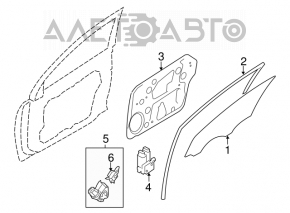 Front left door glass Hyundai Sonata 11-15