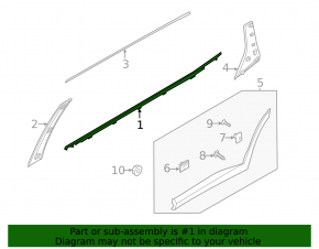 Door-glass molding, center rear left, Hyundai Palisade 20-25