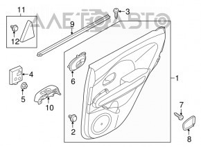 Door trim panel, rear right, Kia Niro 17-22 HEV, PHEV, black, matte gray insert, rubber armrest, with handle and window lift control, scratches