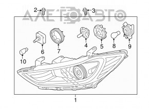 Headlight front left complete Hyundai Elantra AD 17-18 dorest halogen