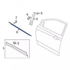 Molding door-glass central rear right Ford Escape MK3 13-19 chrome