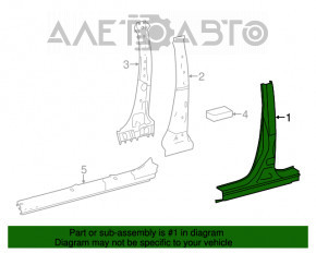 Right center pillar for Toyota Highlander 14-19