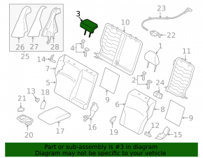 Subaru Legacy 15-19 rear center headrest, fabric, beige, ready to clean