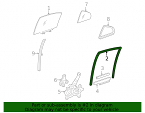 Rear left window seal for Lexus IS250 IS350 06-14