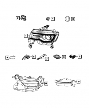 Headlight washer nozzle mount right Jeep Grand Cherokee WK2 17-21