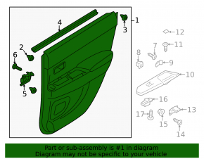 Door trim card rear right Mitsubishi Outlander Sport ASX 13-15 black cloth