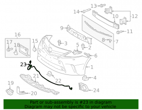 Wiring front bumper Toyota Prius V 12-14 prerest, without parking sensors, without fog lights