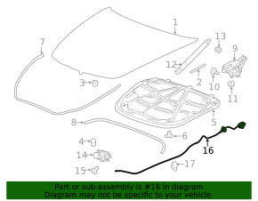 Cadillac CTS 14-19 interior hood lock release handle without cable