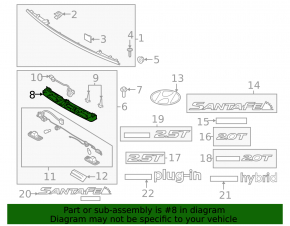 Hyundai Santa FE 21-23 trunk license plate light bar for camera