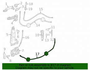 Rear left door lock cable large Mercedes Metris W447 16-23