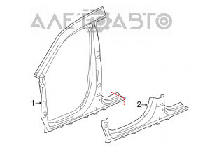 Body pillar center left Acura MDX 14-20 sawed off