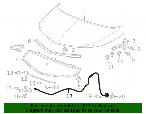 Chevrolet Bolt EV 17-23 Hood Release Cable Without Bracket