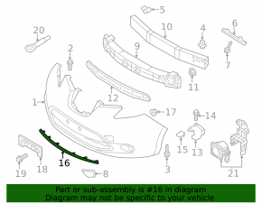 Molding chrome front bumper Nissan Leaf 11-17