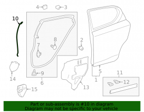 Door seal rear right Lexus CT200h 11-17 front