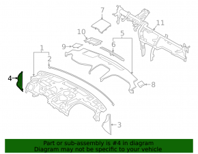Left side dashboard trim for Hyundai Santa FE 19-20, black
