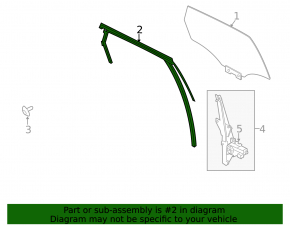 Upper door molding with glass seal, rear right, Lincoln MKC 15-19