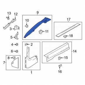Upper left front pillar trim for Ford Mustang mk6 15-23 convertible