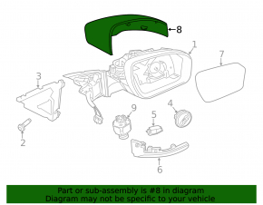 Right mirror cover for Land Rover Discovery 17-23
