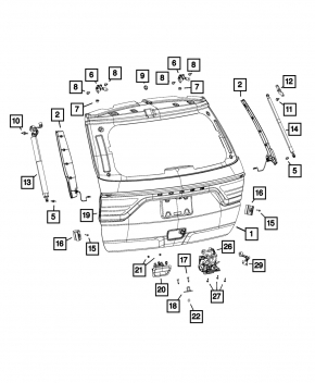 Dodge Durango 14-16 keyless trunk door handle