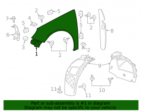 Buick Regal 12-17 front right fender without hole
