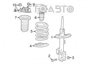 Front right spring Lexus RX350 16-22 stiffness green