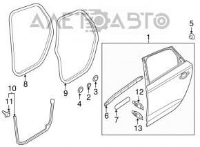 Bare rear right door Audi A6 C7 12-18 silver LZ7G, after repair, paint leaks