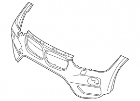 Bare front bumper BMW X1 F48 16-19 black, for parking sensors