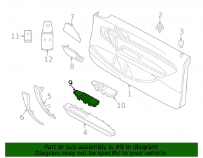 Front right window lift control trim BMW 4 F32/33 14-20 convertible, Coupe, black, broken mount