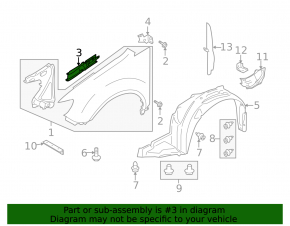 Front Right Fender Bracket Subaru b10 Tribeca