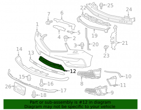 Lower grille front bumper Acura MDX 17-20 rest