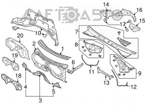 Windscreen wiper grille tray metal Audi Q7 4L 10-15 center