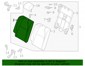 Mazda CX-30 20-23 right rear seat backrest, black cloth, 2nd row