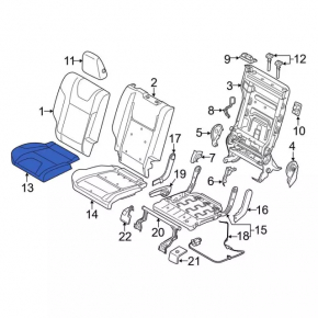 Rear seat cushion, 2nd row, right, Ford Escape MK3 13-18, gray leather, wrinkled, dry cleanable