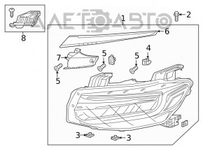 Honda Insight 19-22 LED left front headlight assembly, scratches