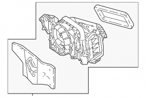 The bare heater housing and ventilation of the Audi A4 B9 18-25