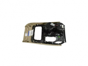 Jeep Grand Cherokee WK2 17-22 center console trim with cup holders, beige and silver, scratches, needs cleaning