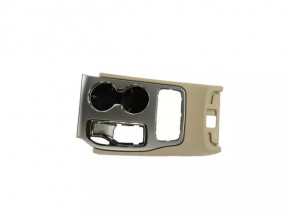 Jeep Grand Cherokee WK2 17-22 center console trim with cup holders, beige and silver, scratches, needs cleaning