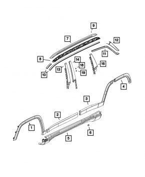 Upper left rear fender molding Jeep Compass 17- gray, broken mount