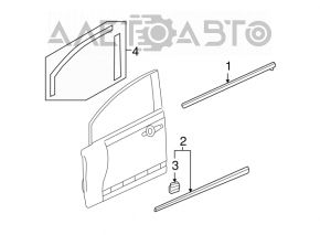 Door-glass molding, central front right, Honda Civic 4D 06-09