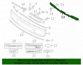 Bracket for the tailgate trim Hyundai Tucson 16-18 pre-rest, broken fastening