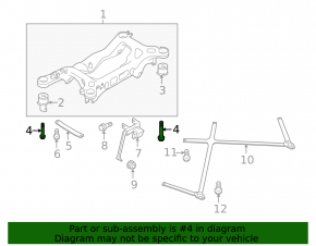 Rear subframe mounting bolt 4pcs Porsche Panamera 10-16 M12x115mm