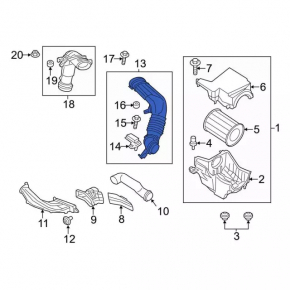 Air duct to manifold rubber part Lincoln MKC 15-19 2.0T