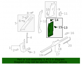 Black lower left center pillar trim for Audi E-Tron 19-23