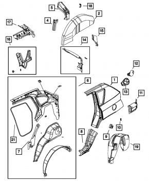 Upper right ventilation shield Jeep Compass 11-16