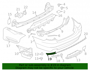 Rear bumper molding right BMW 5 F10 11-16 Modern Line