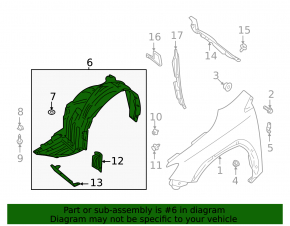 Front right fender liner for Subaru WRX 22-26